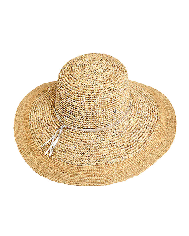 Marie Crochet Raffia Metallic Hat